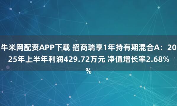 牛米网配资APP下载 招商瑞享1年持有期混合A:2025年上半年利润429.72万元 净值增长率2.68%