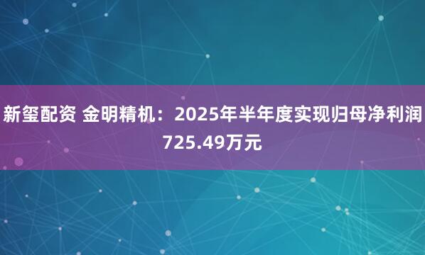 新玺配资 金明精机：2025年半年度实现归母净利润725.49万元